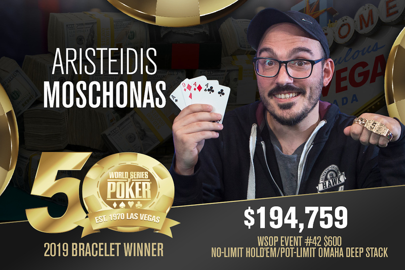 Per il greco Moschonas è tempo di primo braccialetto! Nella storia lo statunitense Loren Klein, campione del $2.500 Mixed Big Bet