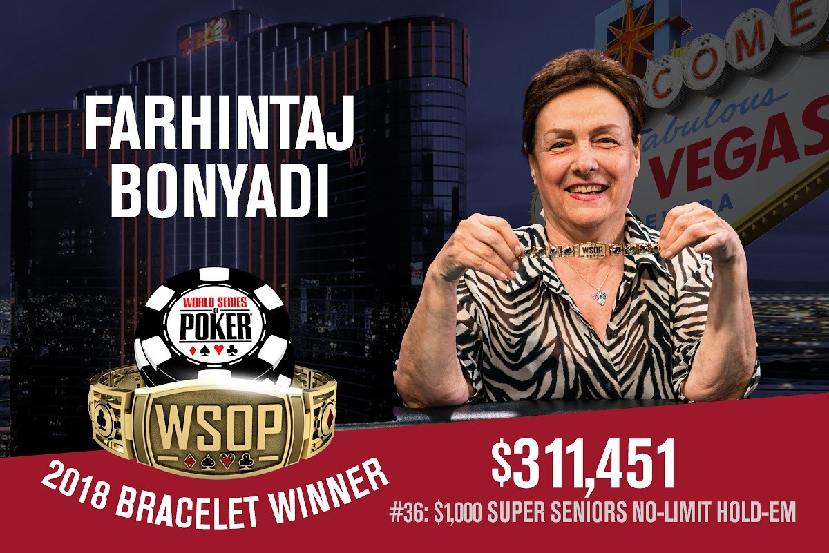 WSOP – A 83 anni la Bonyadi vince il primo braccialetto in carriera, secondo successo per il pro di Las Vegas Eric Baldwin dopo il titolo vinto nel 2009