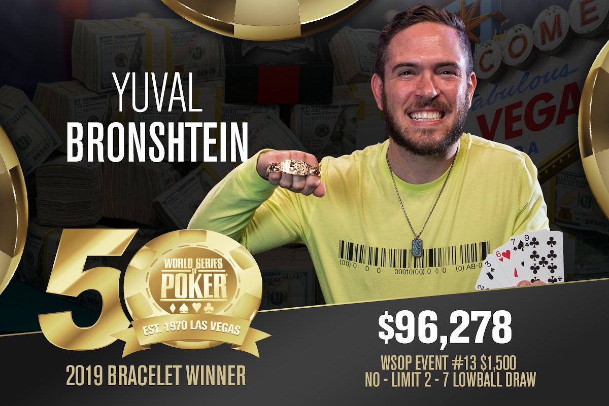 WSOP – Vittoria per Yuval Bronshtein nel $1.500 NL 2-7 Lowball Draw, la torcida porta al successo il brasiliano Murilo Souza nel $1.500 H.O.R.S.E. 