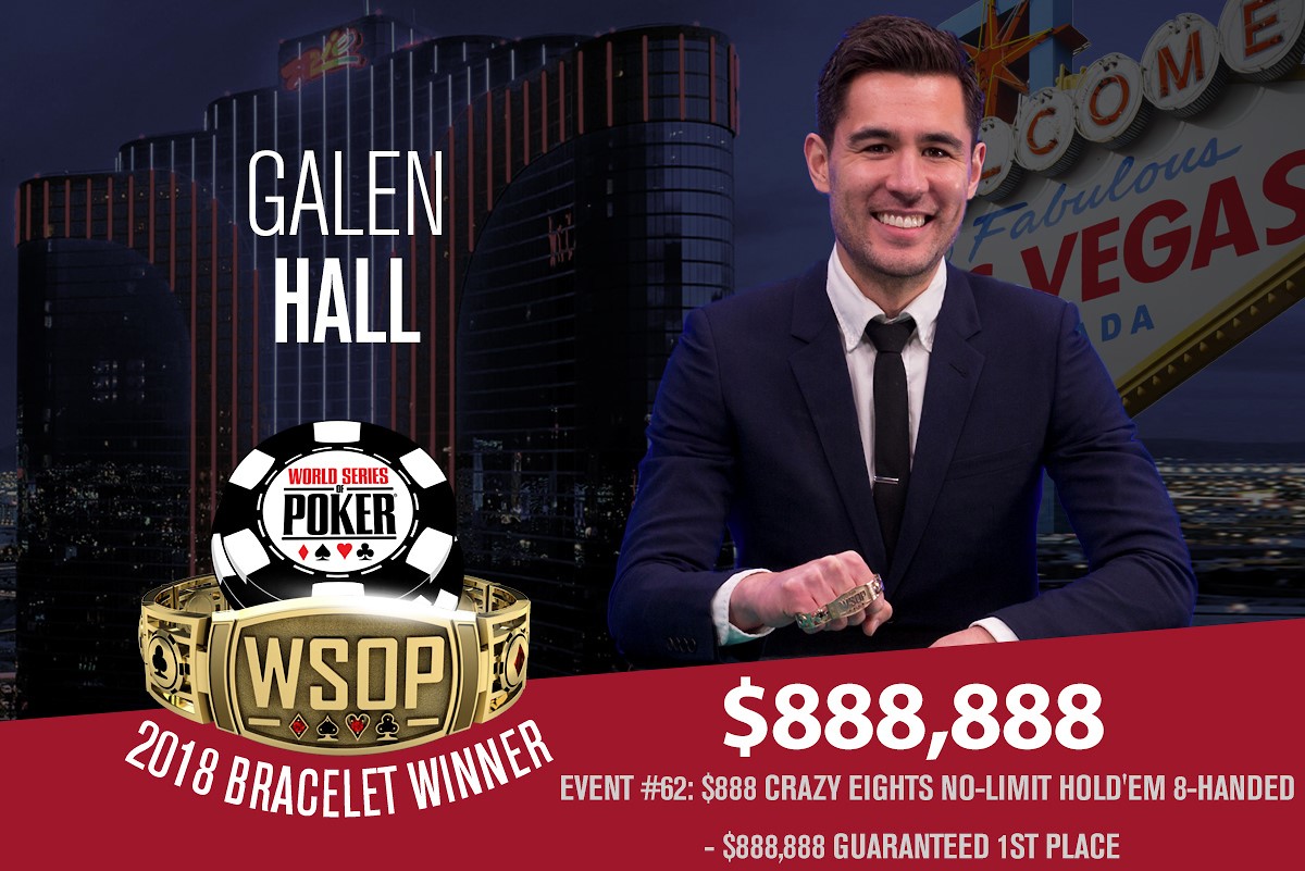 WSOP – Va al pokerista “part-time” Galen Hall il braccialetto del $888 Crazy Eights! E' Chance Kornuth il campione del $3,200 WSOP.com online High Roller