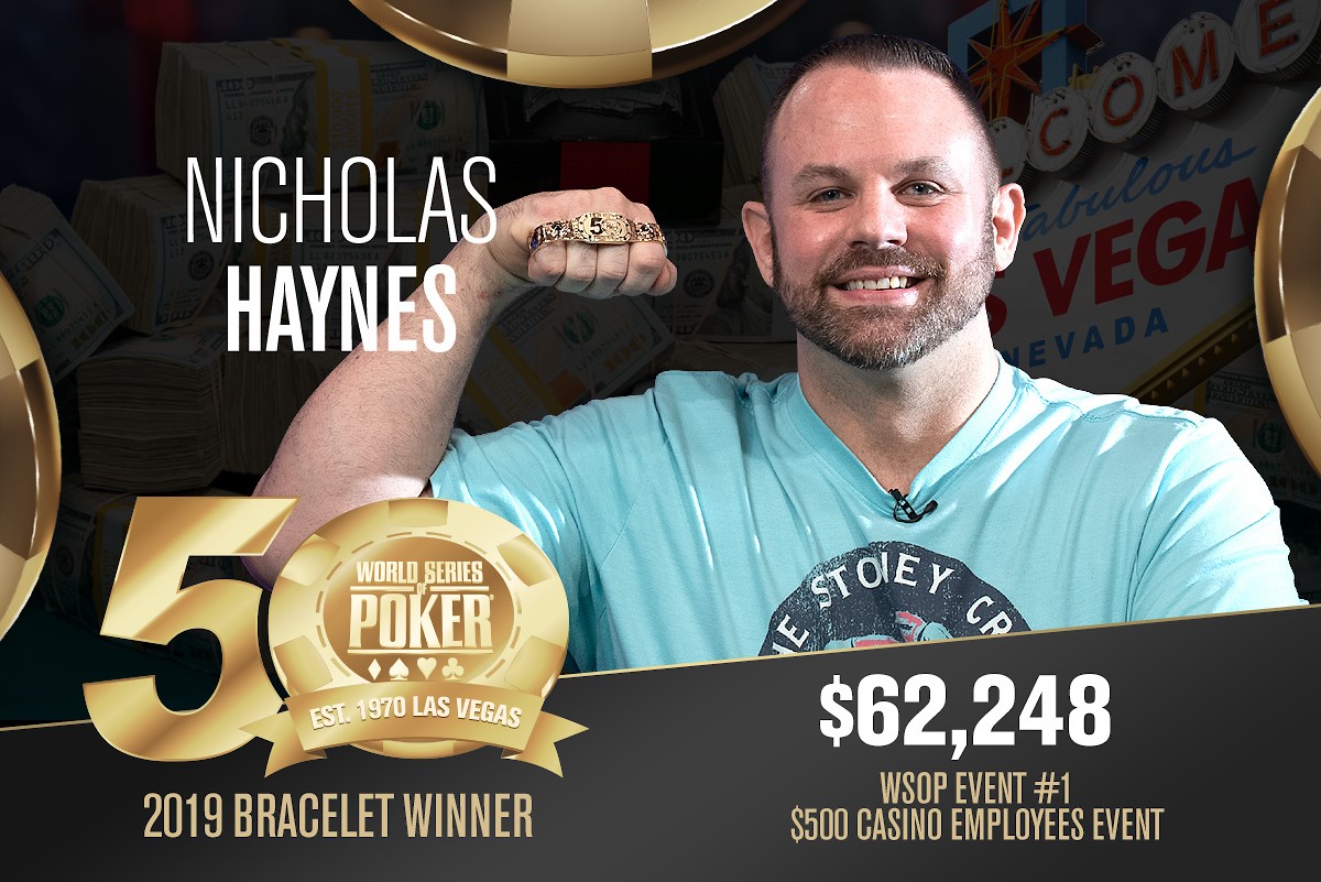 WSOP – Evento #1: il campione tra gli addetti ai lavori è il dealer dell'Aria Nicholas Haynes! Per lui un premio di oltre 62.000 dollari