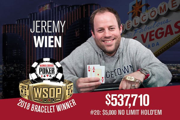 WSOP – Jeremy Wien vince il $5,000 Big Blind Ante, il britannico Philip Long batte Dan Negreanu e conquista il bracciale del $1,500 Eight Game 