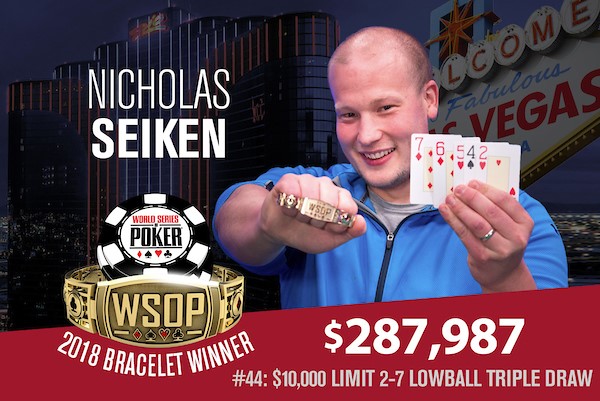 WSOP – Va a Seiken il titolo del 2-7 Triple Draw Championship! Braccialetto per lo spagnolo Prats Garcia nel $1,000 Big Blind Antes dopo il 2° posto dello scorso anno